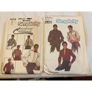 Vintage Simplicity Mens Shirt Sewing Patterns 7015 8541 Size 36 40 1980s Lot 2